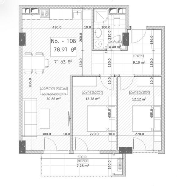 3-room apartment, არჩილ მეფის ქუჩა