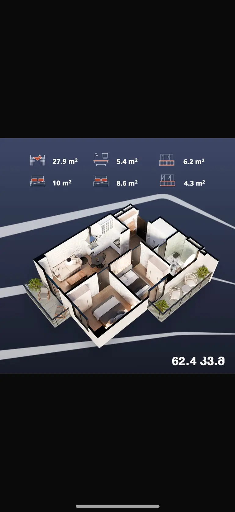 2-bedroom apartment, 12th Microdistrict