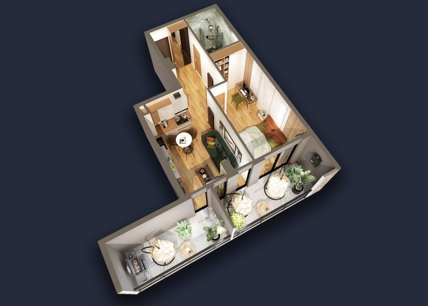 2部屋のマンション、Didi Dighomi 4th Micro District
